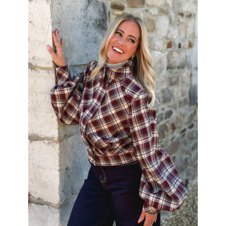 Veste à carreaux Julia - Bordeaux/Gris