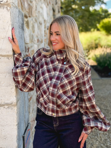 Veste à carreaux Julia - Bordeaux/Gris