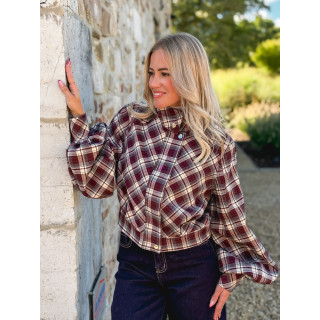 Veste à carreaux Julia - Bordeaux/Gris