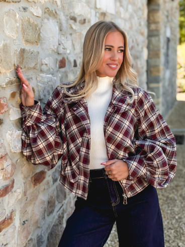 Veste à carreaux Julia - Bordeaux/Gris