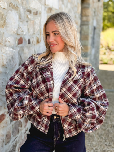 Veste à carreaux Julia - Bordeaux/Gris Veste à carreaux Julia - Bordeaux/Gris