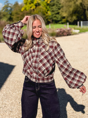 Veste à carreaux Julia - Bordeaux/Gris Veste à carreaux Julia - Bordeaux/Gris