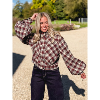 Veste à carreaux Julia - Bordeaux/Gris
