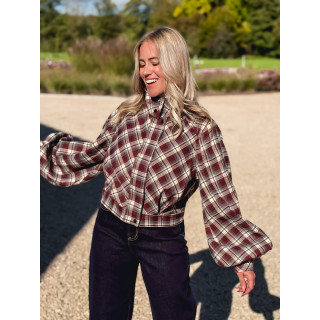Veste à carreaux Julia - Bordeaux/Gris