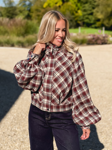 Veste à carreaux Julia - Bordeaux/Gris Veste à carreaux Julia - Bordeaux/Gris