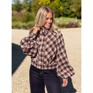 Veste à carreaux Julia - Bordeaux/Gris