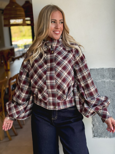 Veste à carreaux Julia - Bordeaux/Gris Veste à carreaux Julia - Bordeaux/Gris