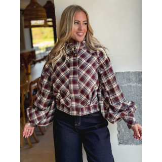 Veste à carreaux Julia - Bordeaux/Gris