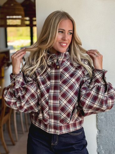 Veste à carreaux Julia - Bordeaux/Gris Veste à carreaux Julia - Bordeaux/Gris