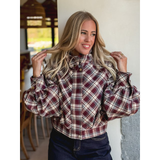 Veste à carreaux Julia - Bordeaux/Gris