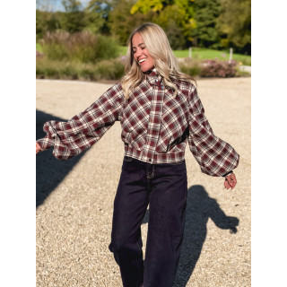 Veste à carreaux Julia - Bordeaux/Gris