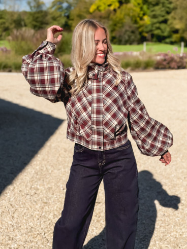 Veste à carreaux Julia - Bordeaux/Gris Veste à carreaux Julia - Bordeaux/Gris