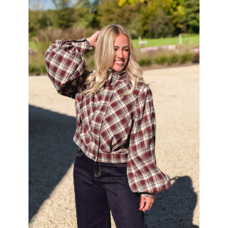Veste à carreaux Julia - Bordeaux/Gris