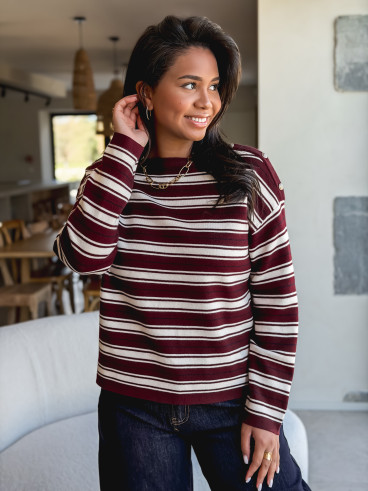 Pull ligné Valia - Bordeaux