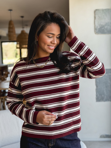 Pull ligné Valia - Bordeaux