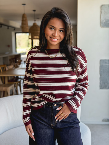 Pull ligné Valia - Bordeaux