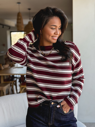 Pull ligné Valia - Bordeaux