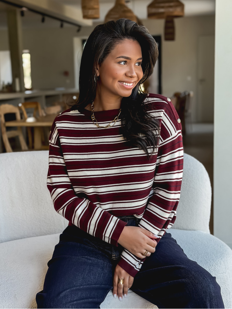 Pull ligné Valia - Bordeaux