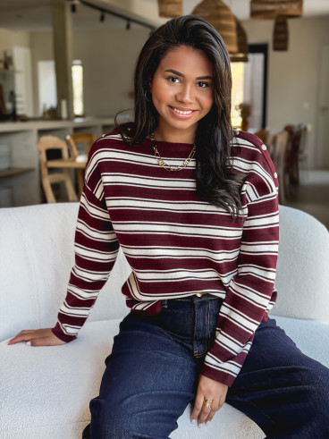 Pull ligné Valia - Bordeaux