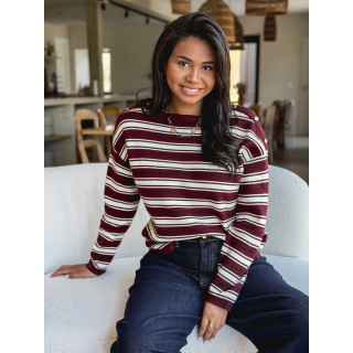 Pull ligné Valia - Bordeaux