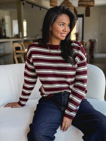 Pull ligné Valia - Bordeaux
