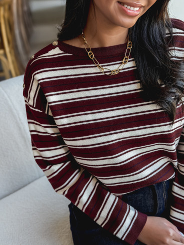 Pull ligné Valia - Bordeaux