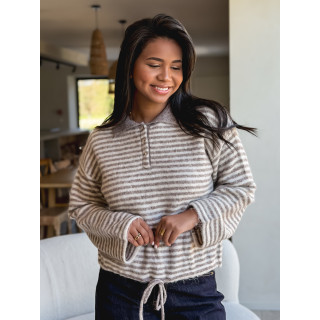 Pull ligné Zélinia - Taupe/crème