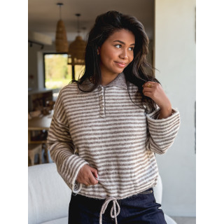 Pull ligné Zélinia - Taupe/crème