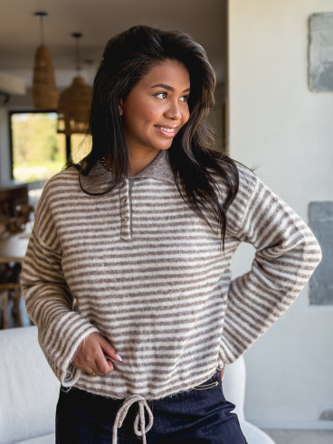 Pull ligné Zélinia - Taupe/crème Pull ligné Zélinia - Taupe/crème