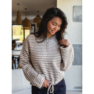 Pull ligné Zélinia - Taupe/crème