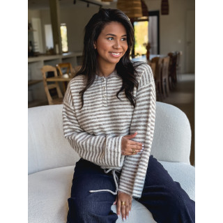 Pull ligné Zélinia - Taupe/crème