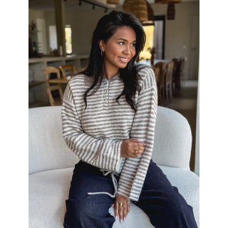 Pull ligné Zélinia - Taupe/crème