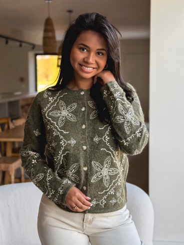Gilet à motifs kyomi - Kaki