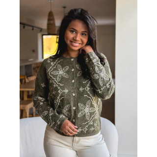 Gilet à motifs kyomi - Kaki