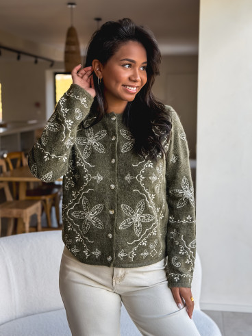 Gilet à motifs kyomi - Kaki Gilet à motifs kyomi - Kaki