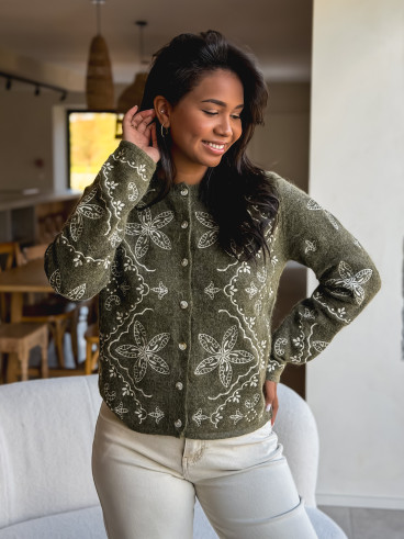 Gilet à motifs kyomi - Kaki Gilet à motifs kyomi - Kaki