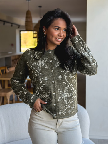 Gilet à motifs kyomi - Kaki