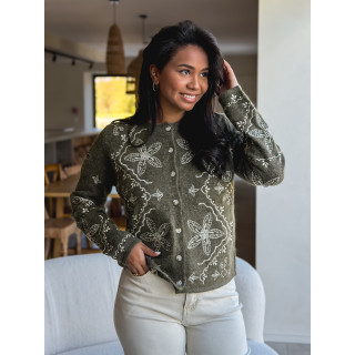Gilet à motifs kyomi - Kaki