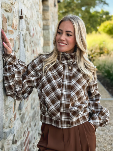 Veste à carreaux Julia - Marron/Gris Veste à carreaux Julia - Marron/Gris