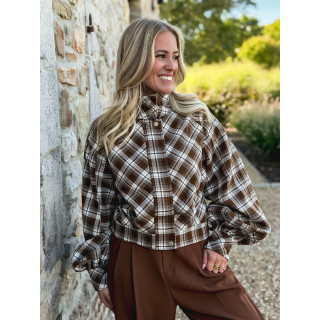 Veste à carreaux Julia - Marron/Gris