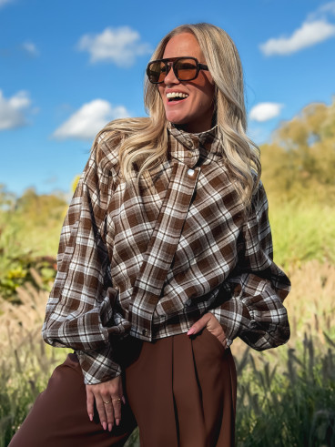 Veste à carreaux Julia - Marron/Gris Veste à carreaux Julia - Marron/Gris