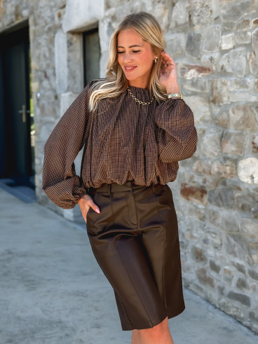 Blouse à carreaux Déania - Chocolat
