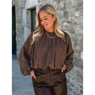 Blouse à carreaux Déania - Chocolat
