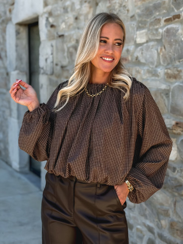 Blouse à carreaux Déania - Chocolat