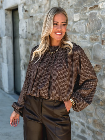 Blouse à carreaux Déania - Chocolat