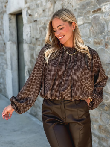 Blouse à carreaux Déania - Chocolat