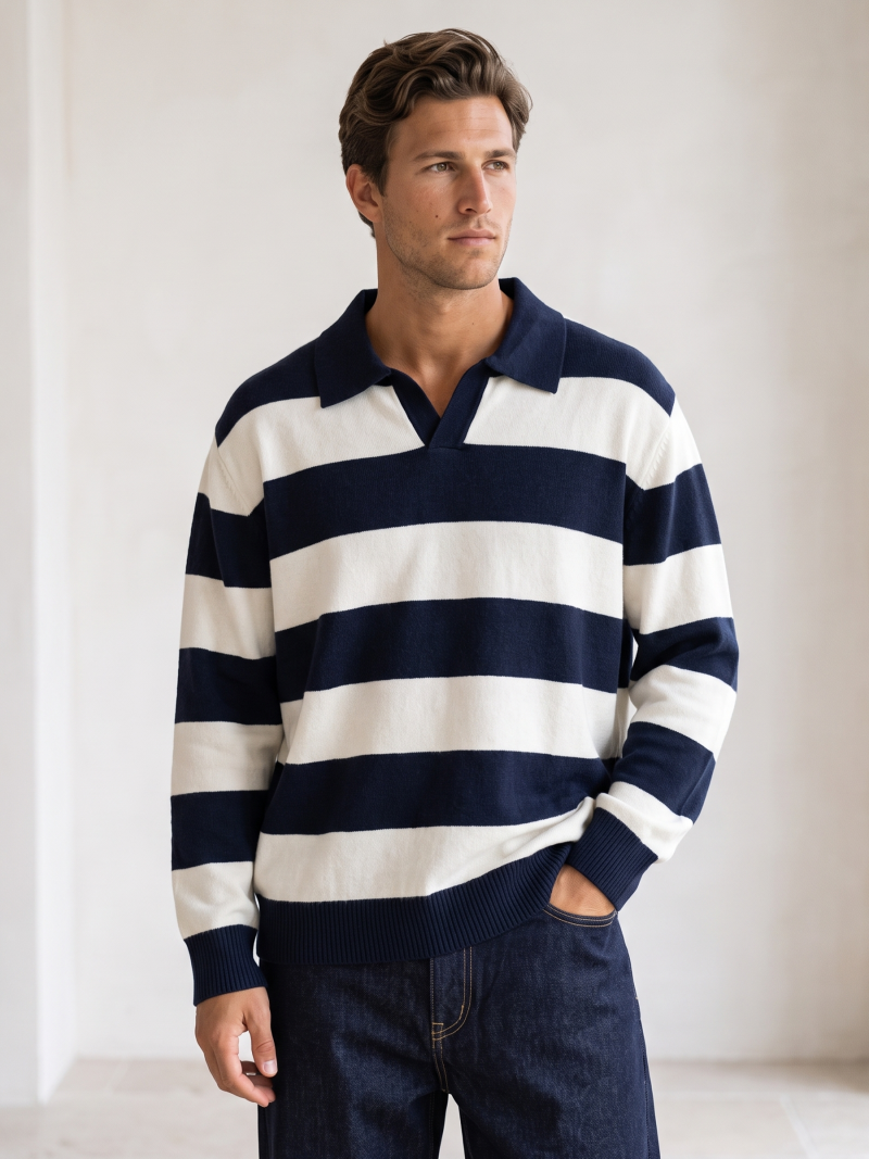 Pull ligné Peter - Bleu marine