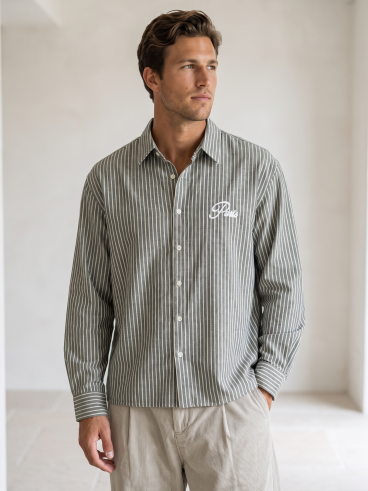 Chemise lignée Mike - Gris