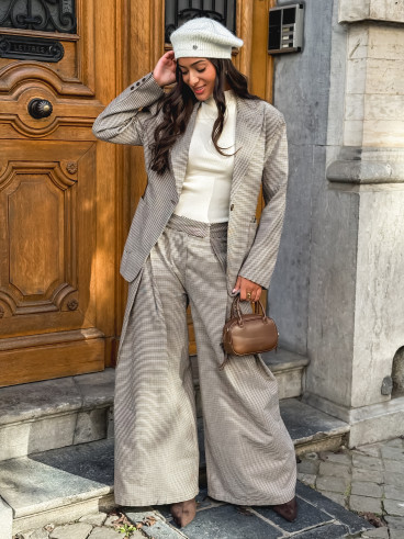Pantalon à carreaux Marelle - Chocolat