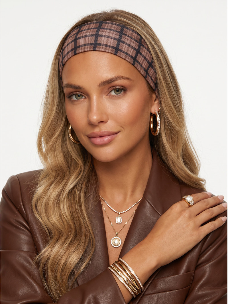 Bandeau à carreaux Opaline - Taupe